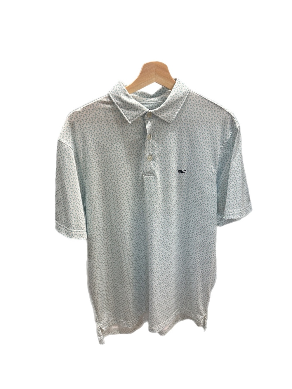 Vineyard Vines Light Green Palm Trees Microprint Polo M